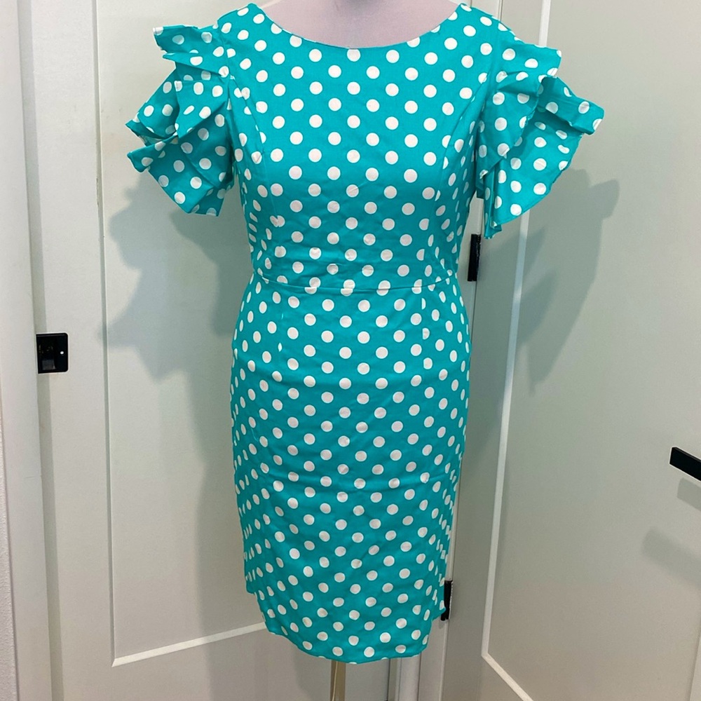 NWT Retro Polka Dot Ruffled Sleeve Pinup Dress by Sisjuly | Size XXL